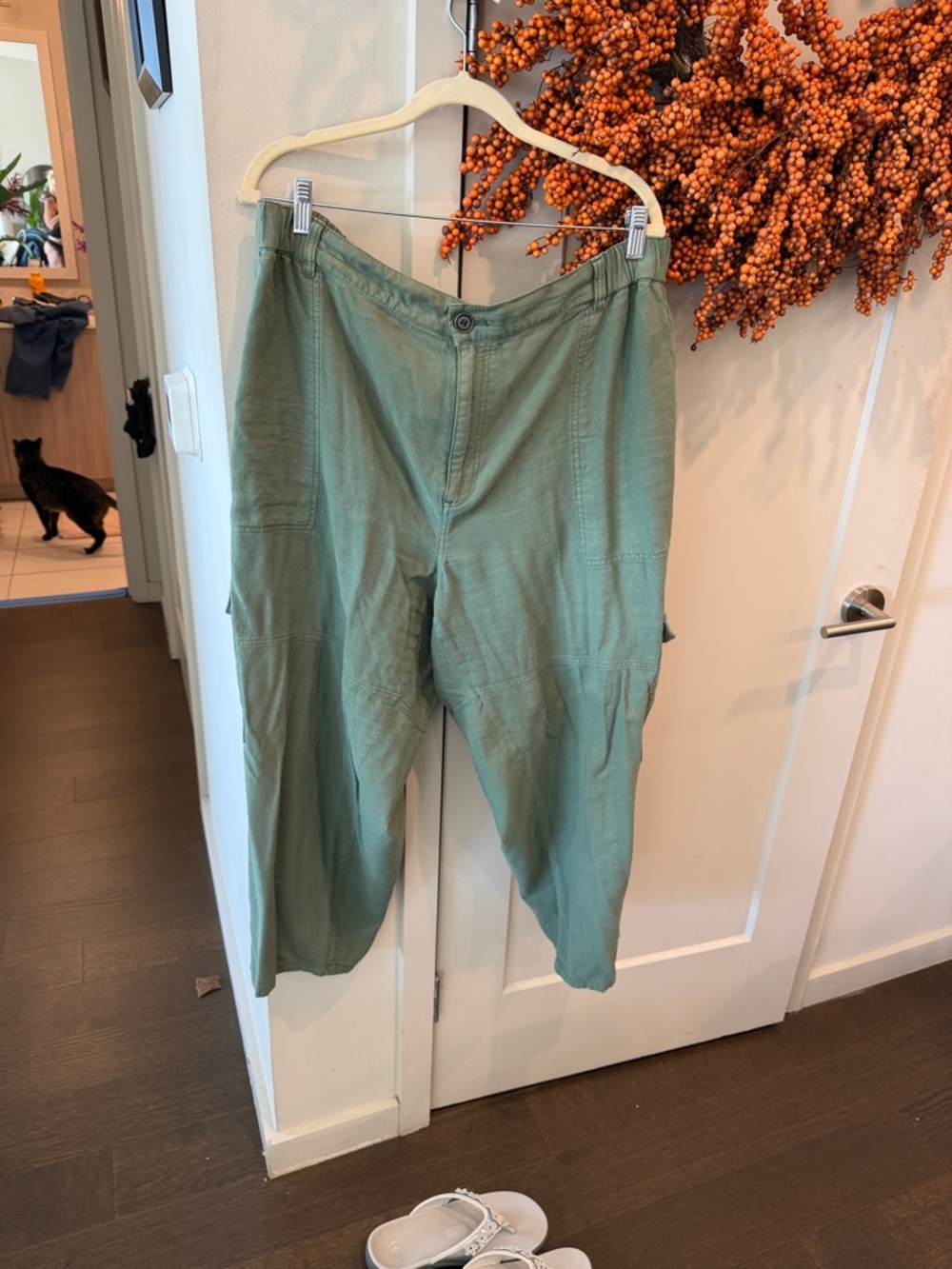 Casual Olive Green Utility Pants